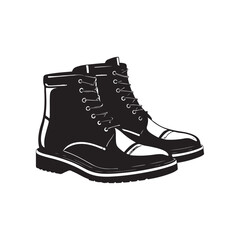 Black Colour boots Vector Illustration, Solid White Background (3).eps