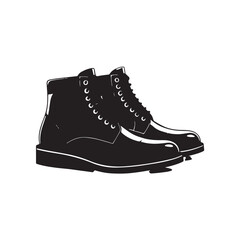 Black Colour boots Vector Illustration, Solid White Background (2).eps