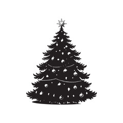 Black Colour christmas tree Vector Illustration, Solid White Background (2).eps