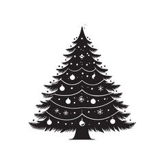 Black Colour christmas tree Vector Illustration, Solid White Background (1).eps
