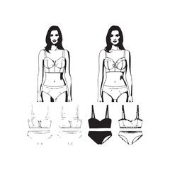 Bra Styles Silhouette Set, A comprehensive collection of women's bra and underwear silhouettes (1).eps