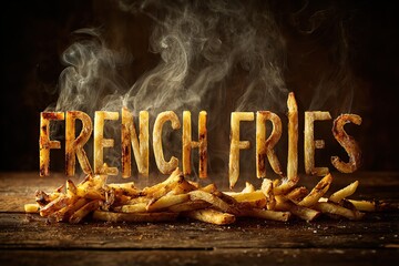 An artistic rendition of "French Fries" where the letters appear to be melting or dripping. Generative AI.
