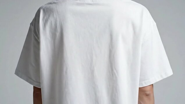 Front and back view of plain white oversized t-shirt showing simple and versatile design for casual wear