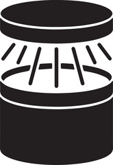 Black and white illustration of a steaming pot with a lid