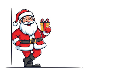 Merry traditional character joyfully presents a beautifully wrapped gift, embodying the spirit of celebration and generosity