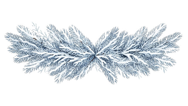 Elegant Snowy Pine Boughs Festive Holiday Border Element Illustration