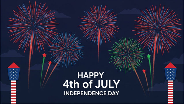 Vibrant nocturnal fireworks display celebrating national freedom and patriotic festivities with colorful explosions