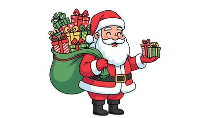 Santa Claus Carrying Gifts Festive Illustration for Christmas Celebrations