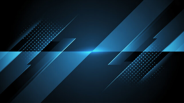 Abstract blue geometric background with diagonal lines and dots