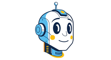 Fototapeta premium Friendly cartoon robot head with big eyes and a smile representing artificial intelligence and technology