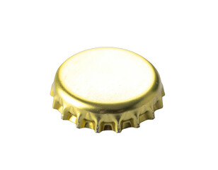 Golden Metal Bottle Cap Isolated on Black Background Studio Shot