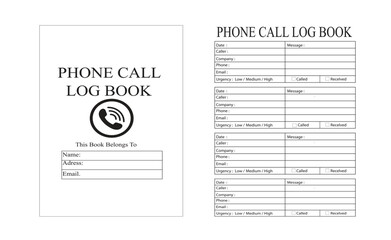 phone call log book interior  For Business Printable design