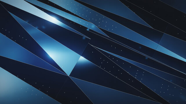 Abstract blue geometric background with sharp edges and light effects