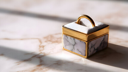 Elegant marble jewelry box with golden border
