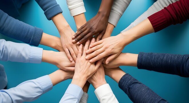 group of people holding hands