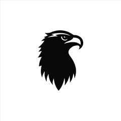 Black Eagle Head Side Profile Logo With Sharp Beak And Feathers