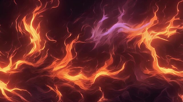 A mesmerizing abstract composition featuring swirling, glowing flames and plasma-like energy patterns against a dark background.