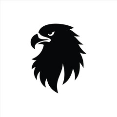Black Eagle Head Side Profile Logo With Sharp Beak And Feathers