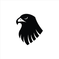 Black Eagle Head Side Profile Logo With Sharp Beak And Feathers