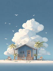 3D Cartoon Resort Island