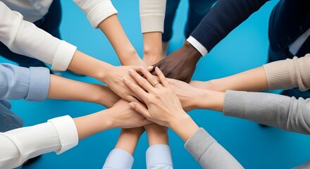 Obraz premium group of people holding hands together