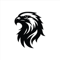 Obraz premium Black Eagle Head Side Profile Logo With Sharp Beak And Feathers