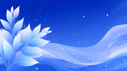 Blue floral background with white space