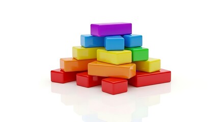 Obraz premium Colorful wooden building blocks toy stacked pyramid shape educational toy for kids learning