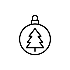Christmas tree ornament simple line icon