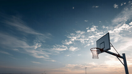 Basketball hoop under the blue sky