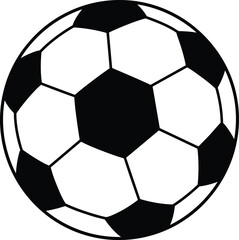 Fototapeta premium Classic black and white soccer ball illustration, traditional pentagon hexagon pattern, sports equipment icon, football symbol, vector design artwork