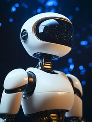 A cute robot gazing at the stars