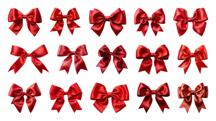 PNG Elegant red bows collection, element set on transparent background