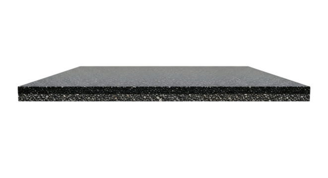Cross section of asphalt pavement showing layers of aggregate and binder, cutout, PNG isolated on white or transparent background