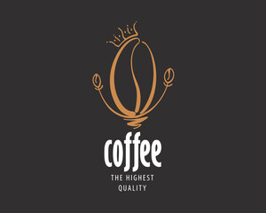 Vector logo of natural coffee beans, hand-drawn