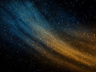 Vibrant abstract particles in a dark environment, featuring brilliant blue and golden light streams, creating a shimmering dust effect for dynamic visual compositions