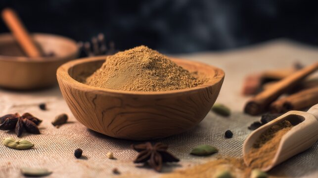 Coarse sea salt crystals in wooden bowl with spoon. Generative AI