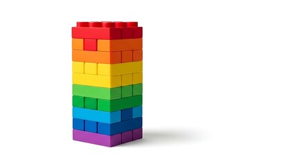 Rainbow colored building blocks tower educational toy for children learning and creative play