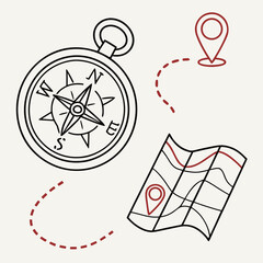 Compass, map, and location pin icons create a navigational theme, perfect for travel, adventure, or finding your way in life