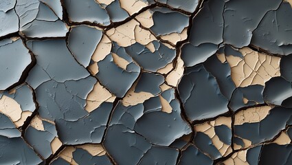 Stunning cracked paint texture for backgrounds and design projects showing weathered details and peeling layers in shades of blue, beige and brown, perfect for grunge effects