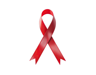 Red Awareness Ribbon With Subtle Texture Isolated On Black Background Representing Support And Hope