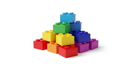 Colorful building blocks stacked pyramid toy bricks construction play children creativity design