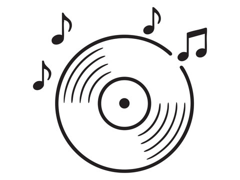 A minimalist illustration of a vinyl record with musical notes, symbolizing the essence of music. 