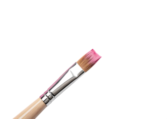 Flat paintbrush with pink paint isolated on transparent background