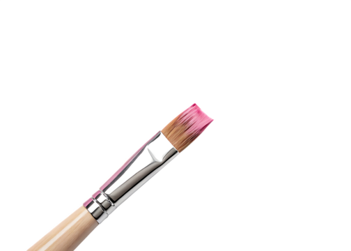 Flat paintbrush with pink paint isolated on transparent background - Powered by Adobe