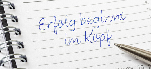  Eintrag in Terminkalender - Erfolg beginnt im Kopf