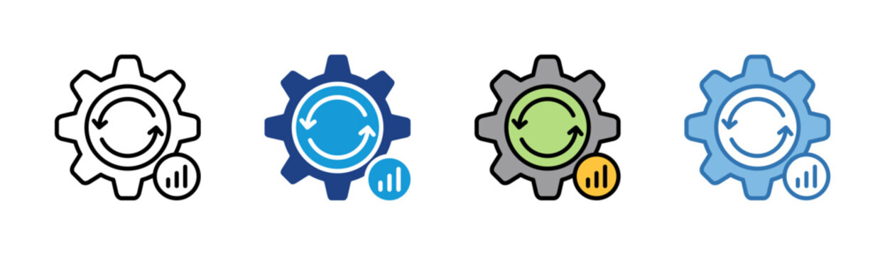 Process icon set multiple style collection