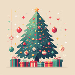 flat illustration of christmas tree