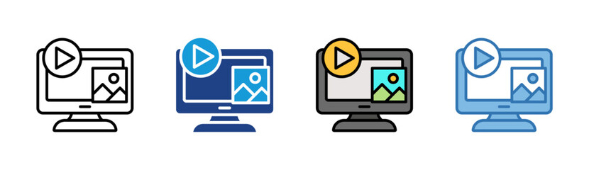 Digital Content icon set multiple style collection