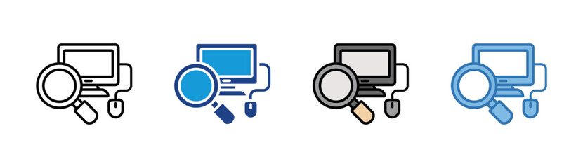 Data Research icon set multiple style collection